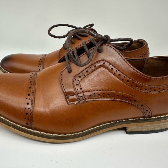 Stacy Adams Dickinson Cap-Toe Lace-up Oxford Cognac Brown Youth Boys Size 3 - Picture 9 of 16